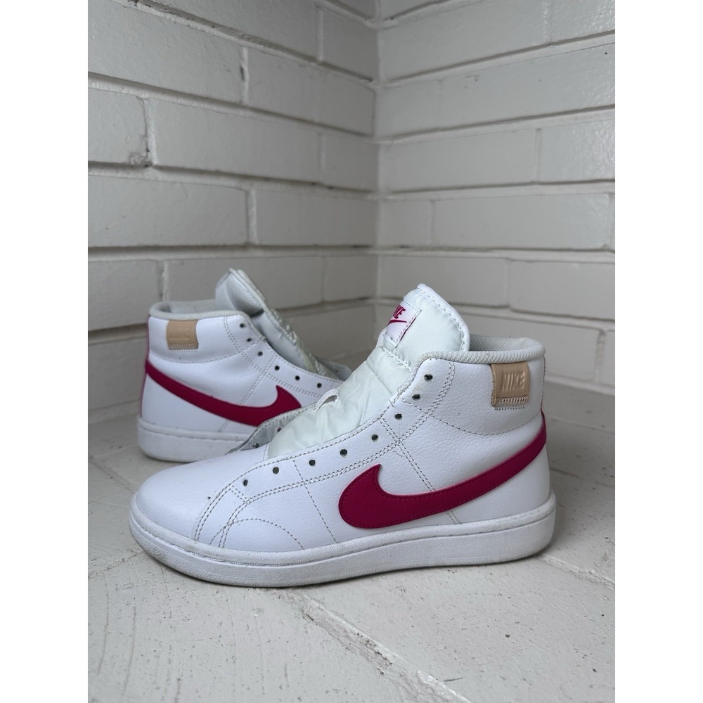 Nike Blazer Mid '77 White Pink Fuchsia Leather High Top Sneakers Women's 6.5